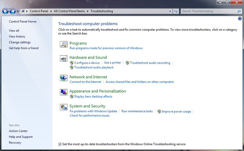 Menggunakan Windows Troubleshooter