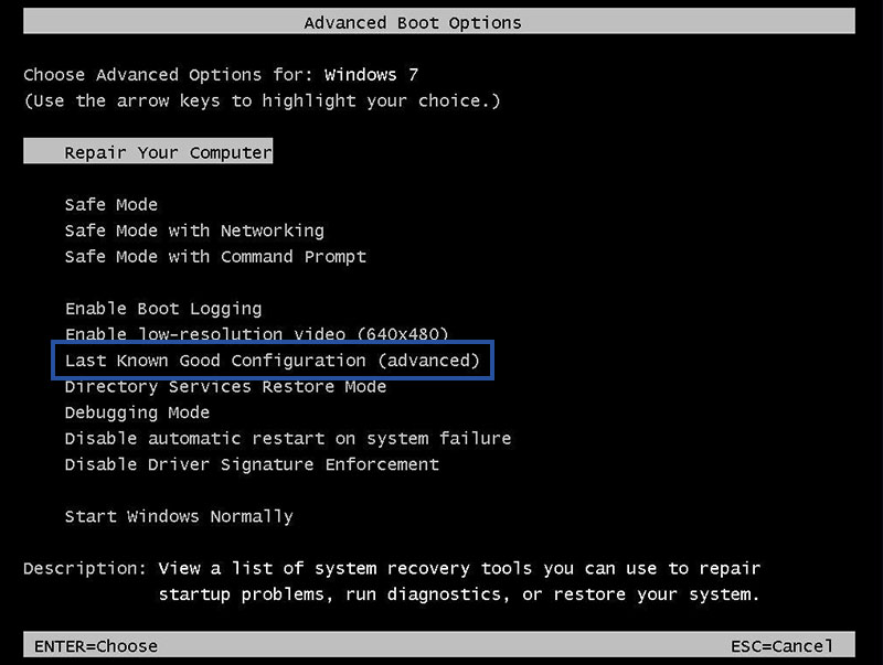 4. Last Known Good Configuration