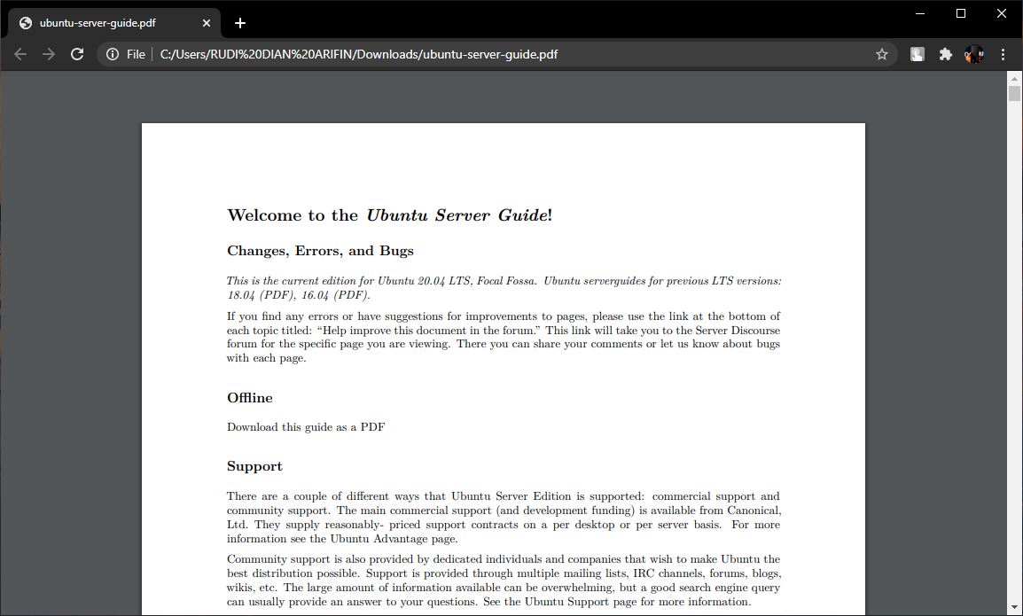 Membuka dokumen dengan Google Chrome