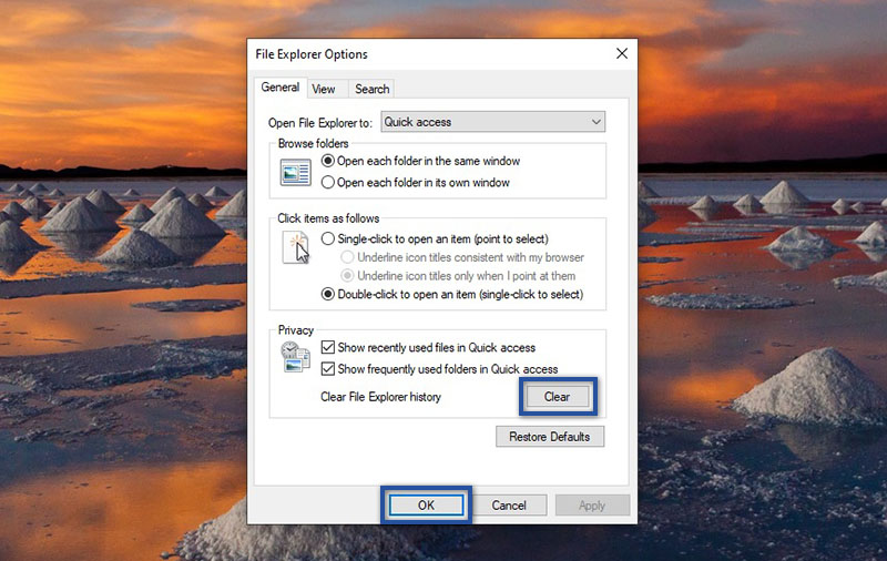 Clear File Explorer History