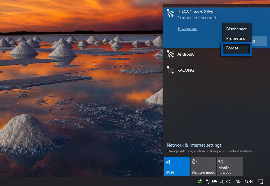 Forget Jaringan WiFi Windows