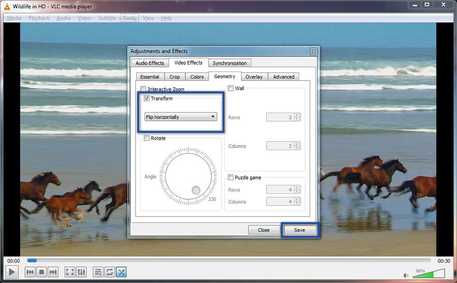 Atur Derajat Rotasi VLC