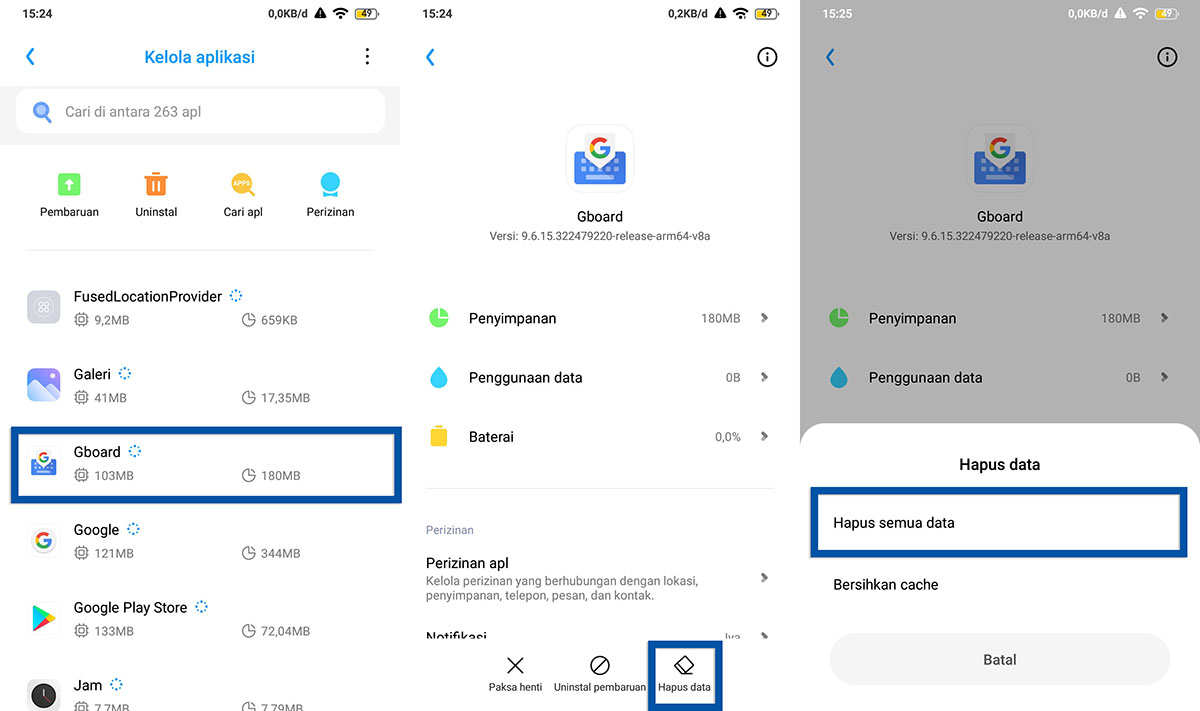 Hapus Data Gboard