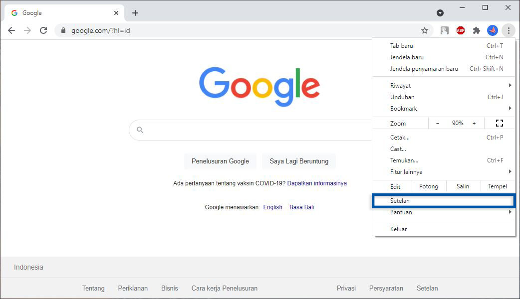 1 Buka Setelan Google Chrome