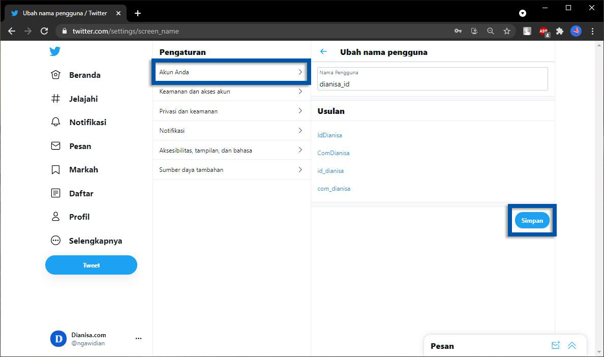 5 Ubah Username Twitter
