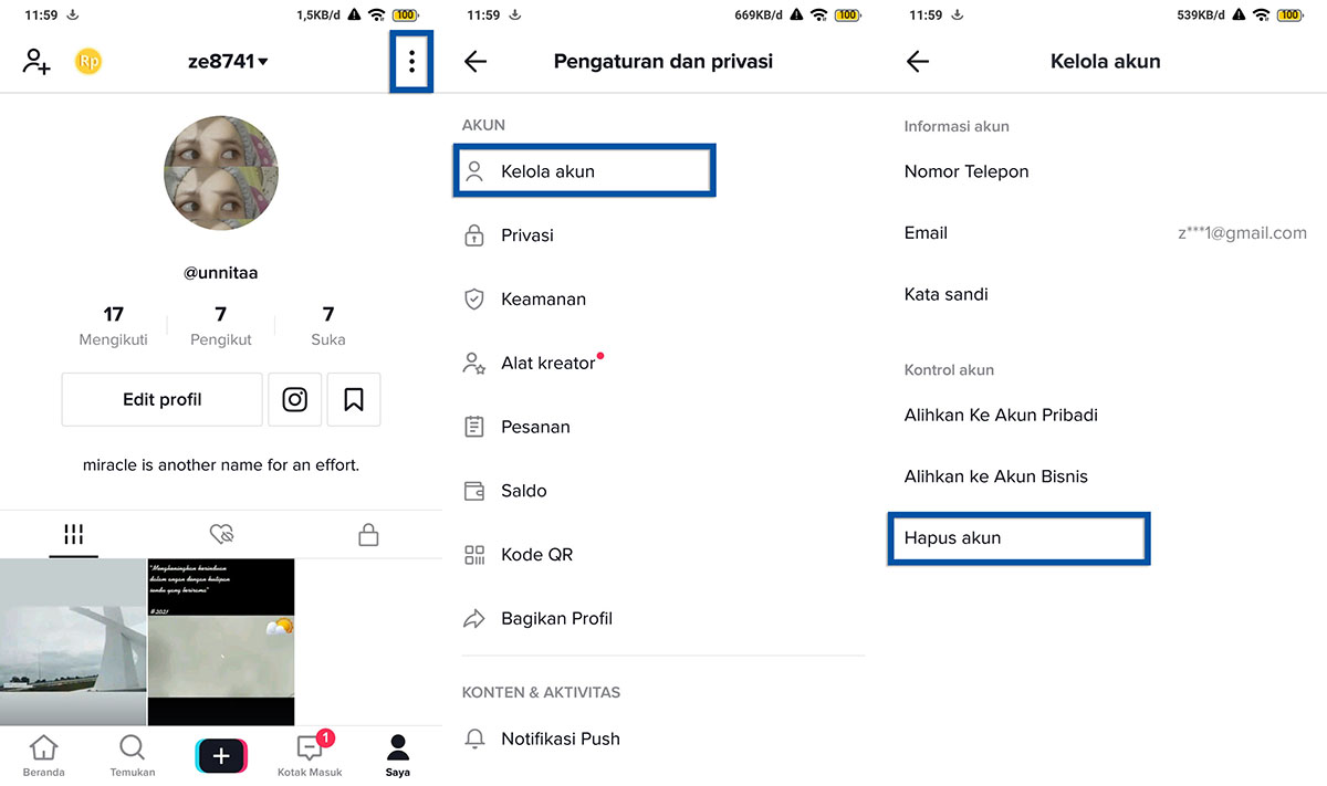 Hapus Akun TikTok Permanen