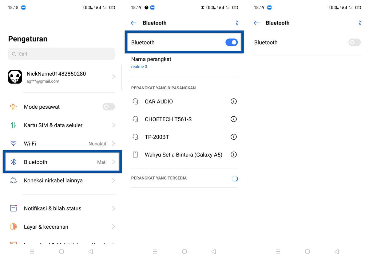 Matikan Bluetooth Realme