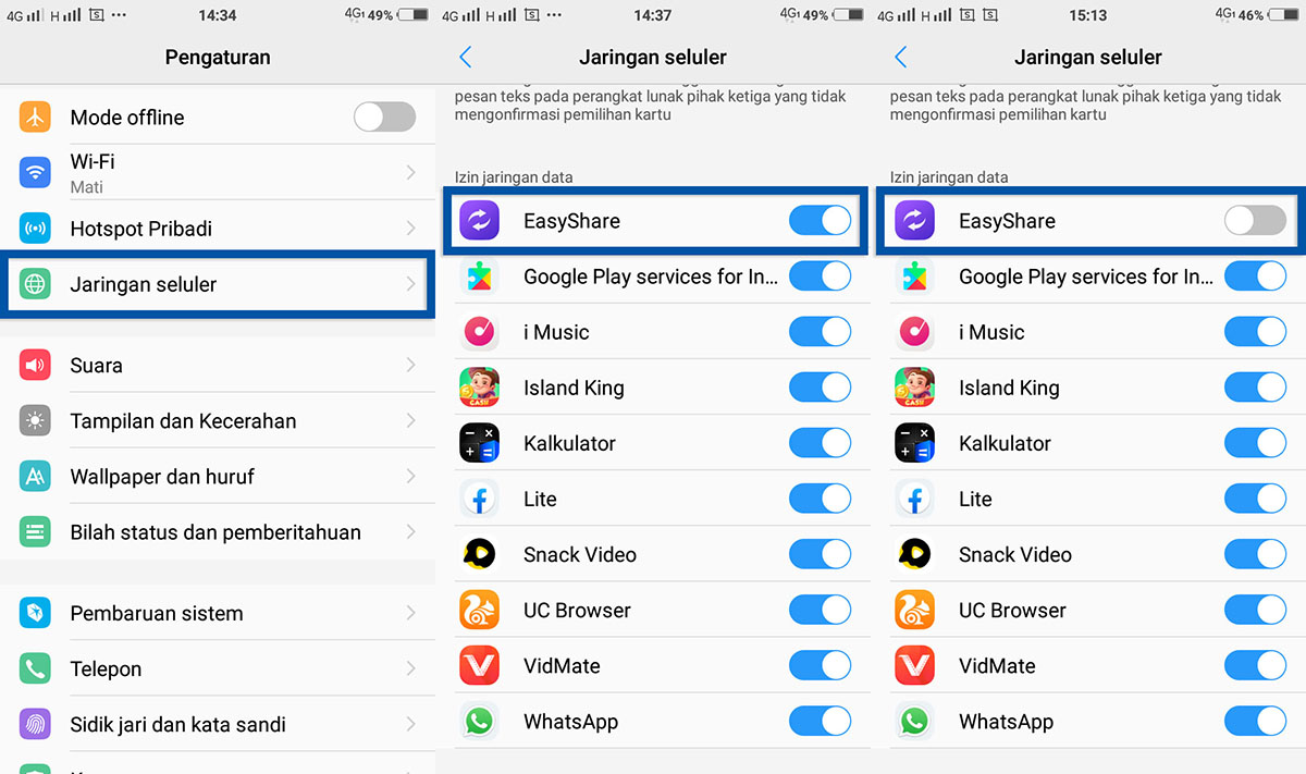 Matikan Data Internet Aplikasi VIVO