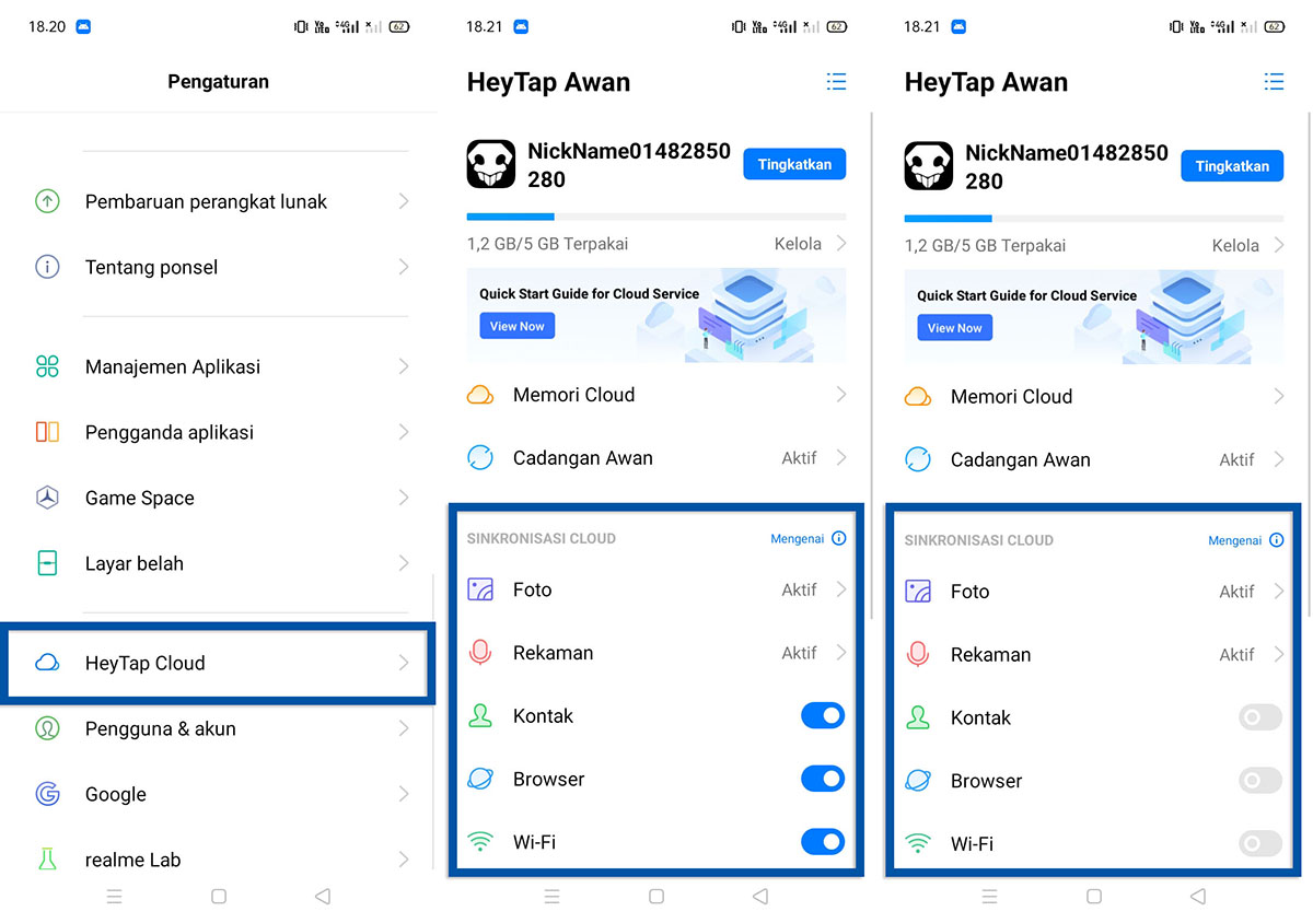 Matikan Sinkronisasi HeyTap Cloud Realme