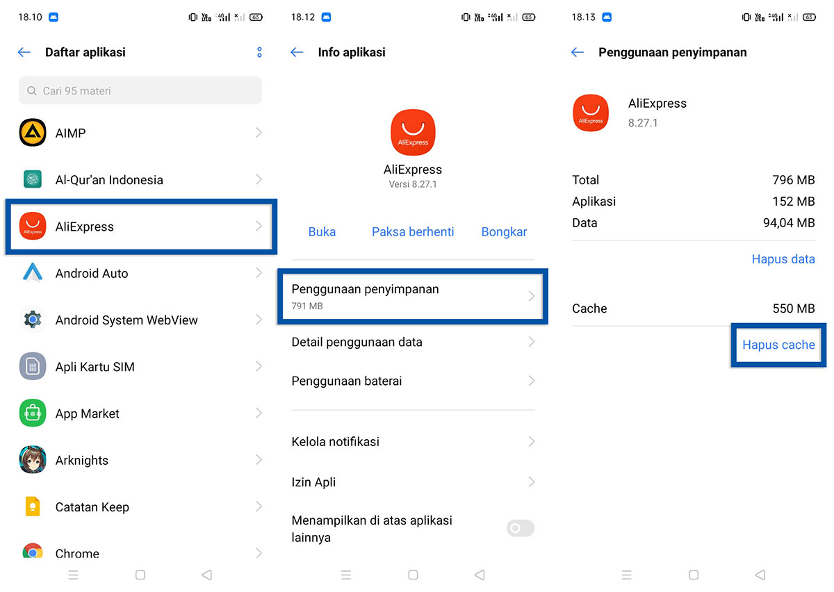 Menghapus Cache Aplikasi Realme