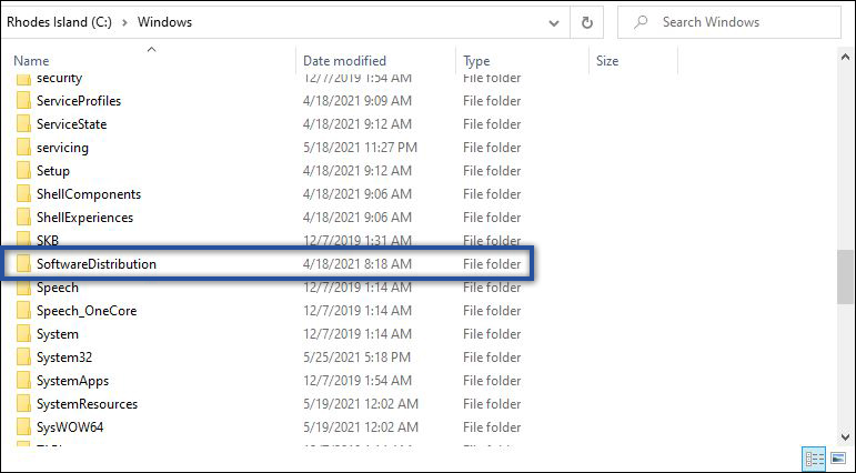 Menghapus file Windows Update