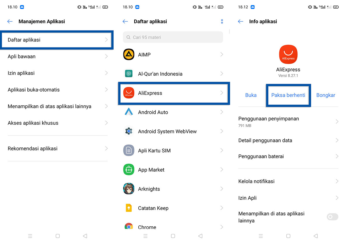 Paksa Berhenti Aplikasi Realme