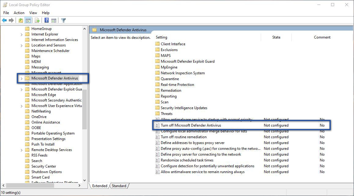 Turn off Microsoft Defender Anitivirus