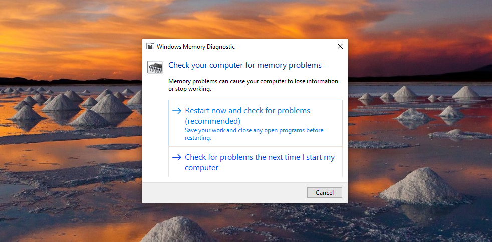 windows memory diagnostic black screen reddit