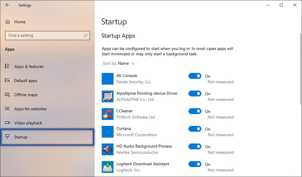 Startup Settings