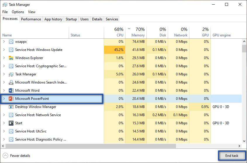 Endtask PowerPoint Task Manager