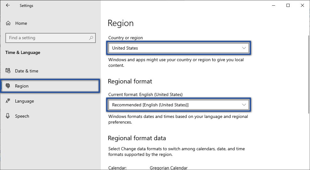 Menyesuaikan Region Windows