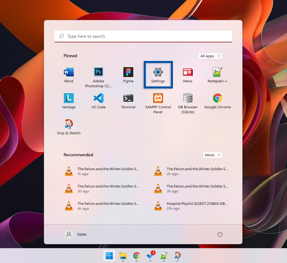 1 Buka menu Settings Windows 11