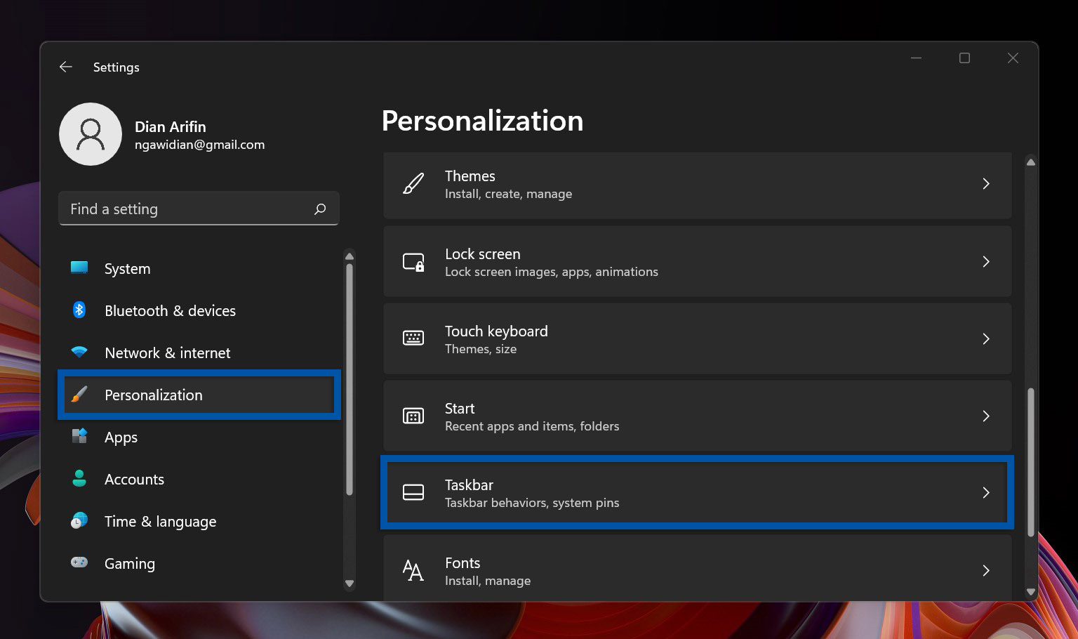 2 Buka Personalization Windows 11