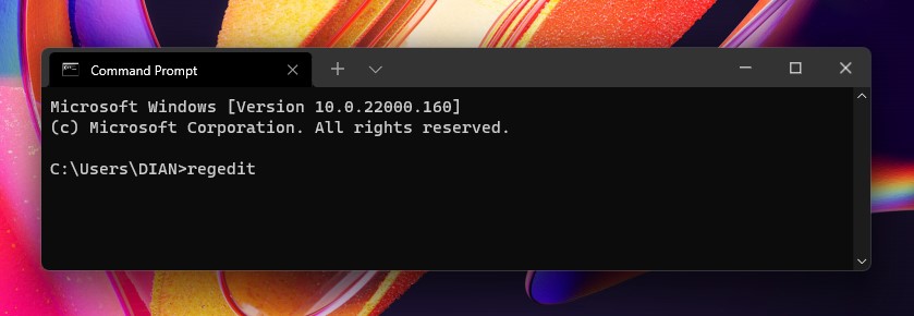 2 Buka Regedit Terminal Windows