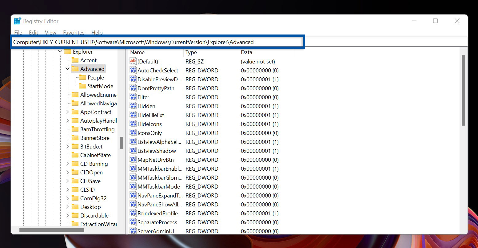 2 Masuk ke folder Advanced
