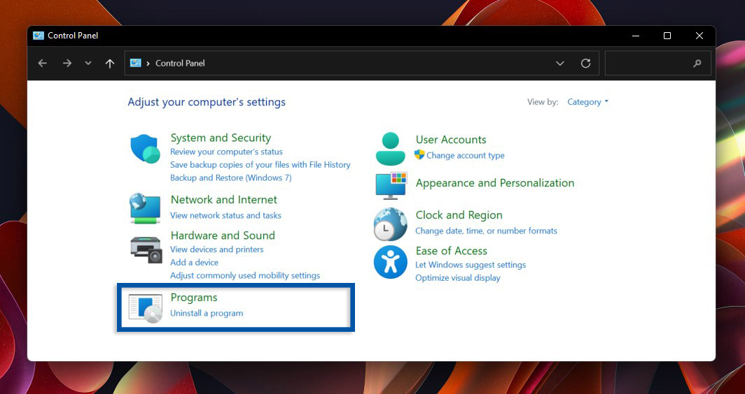 2 Pilih Uninstall a Program