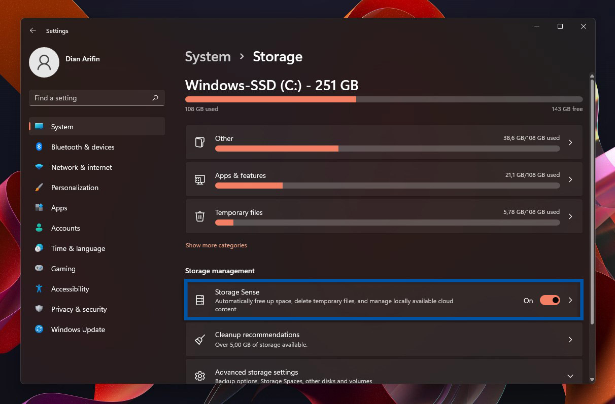3 Aktifkan Storage Sense Windows 11
