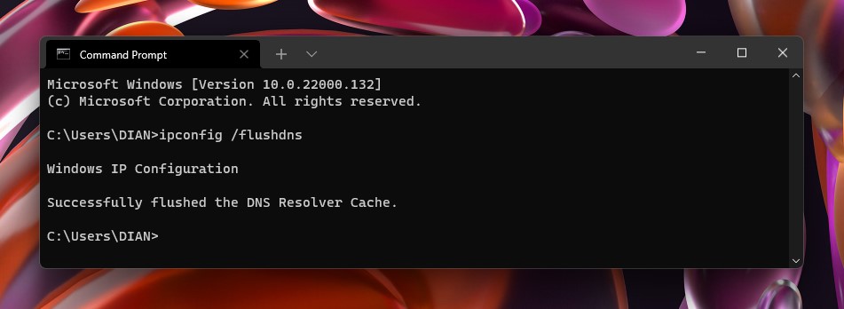 3 Hasil flushdns Windows 11