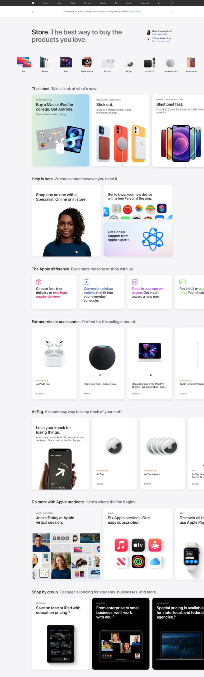 Desain baru toko online Apple