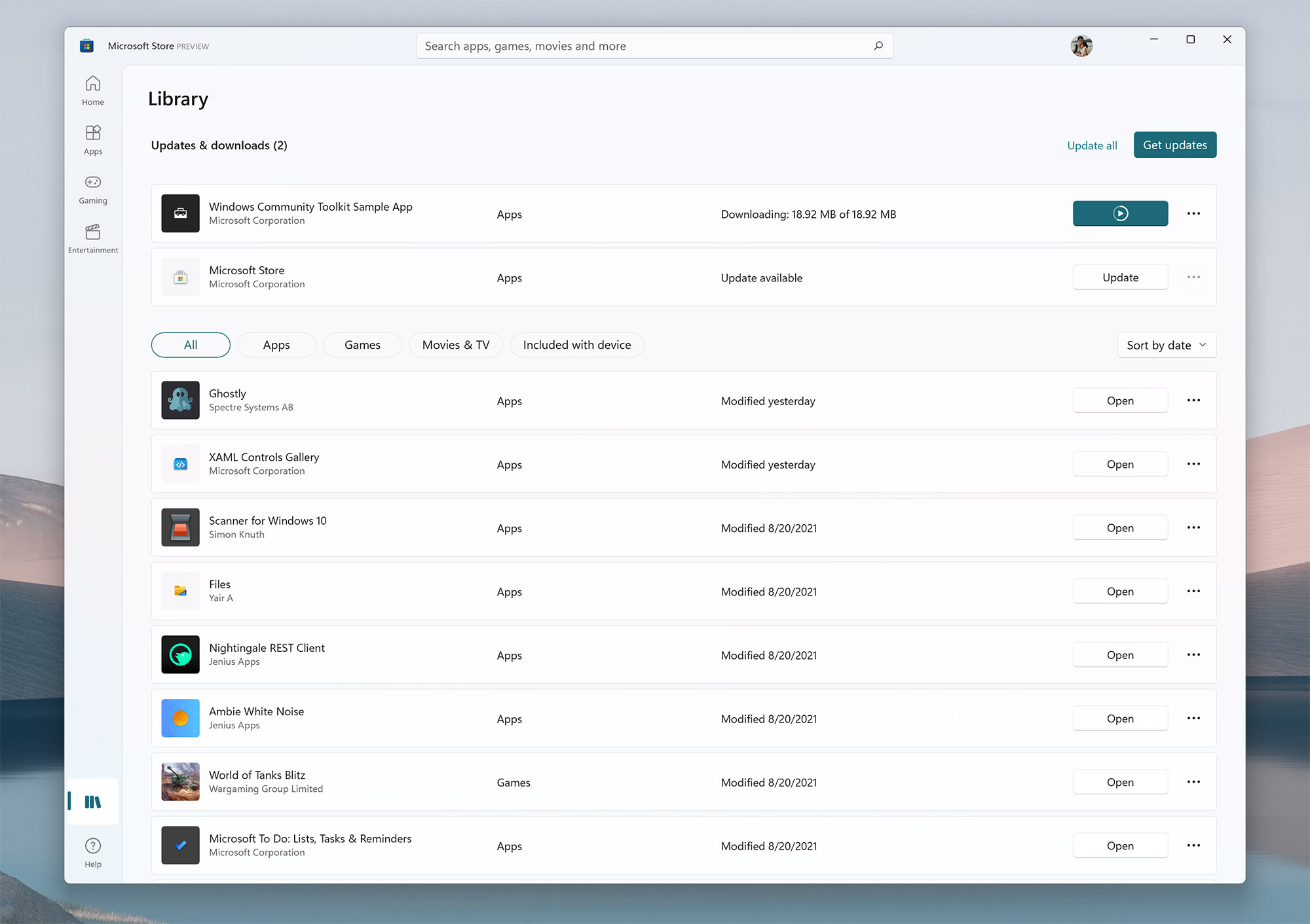 UI Baru Library di Microsoft Store