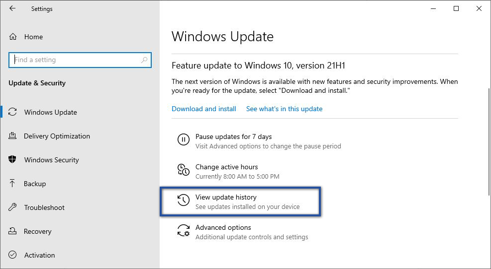 Windows Update History