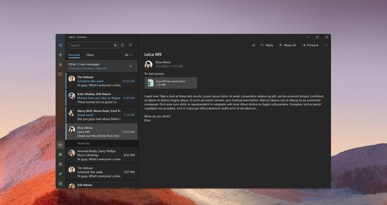 Mail Dark Windows 11