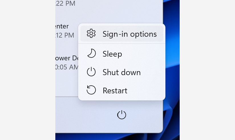Sign-in Options Windows 11