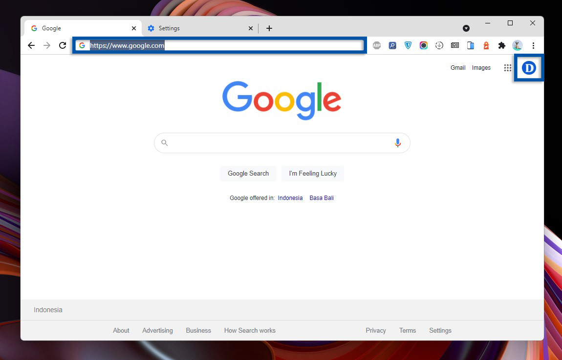 1 Buka alamat Google.com
