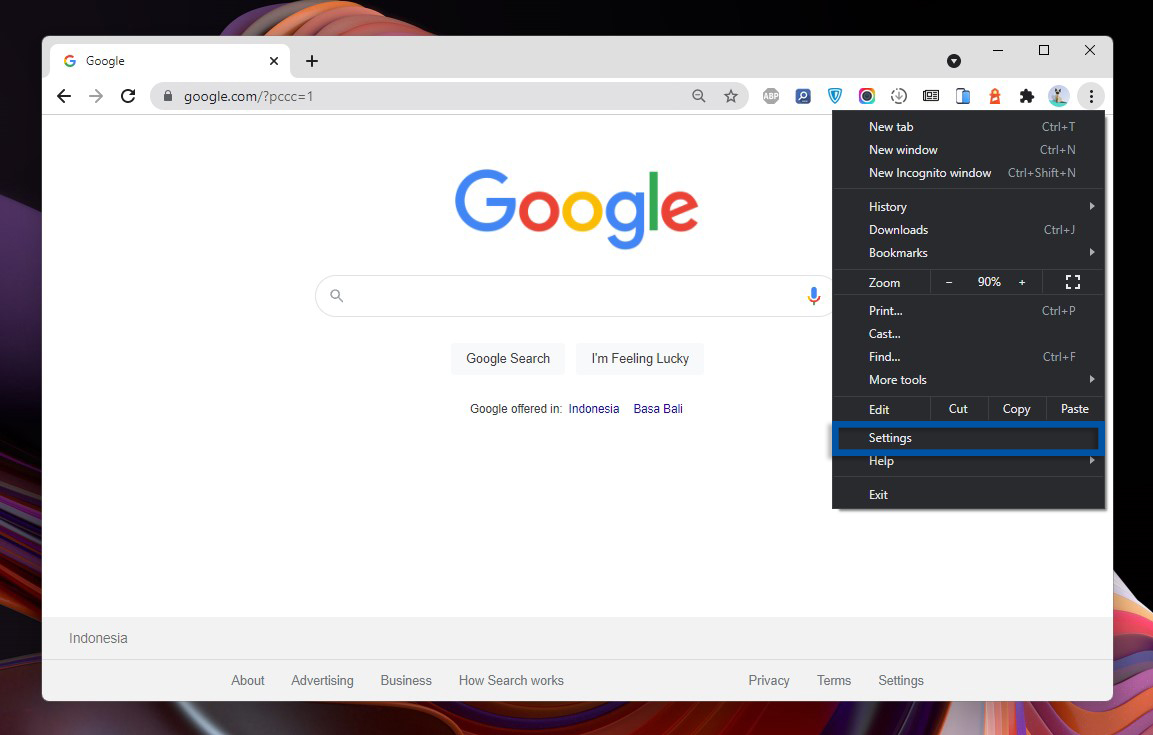1 Buka menu Settings Google Chrome
