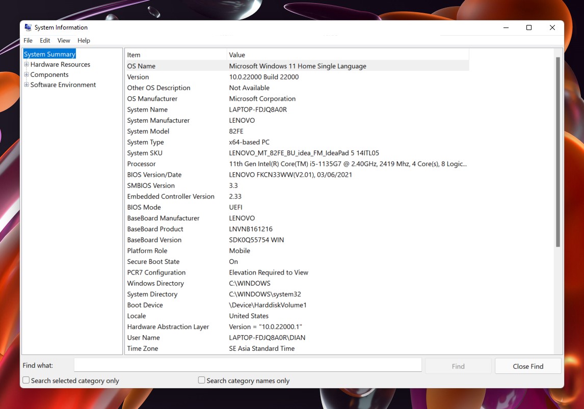 2 Informasi perangkat dari System Information