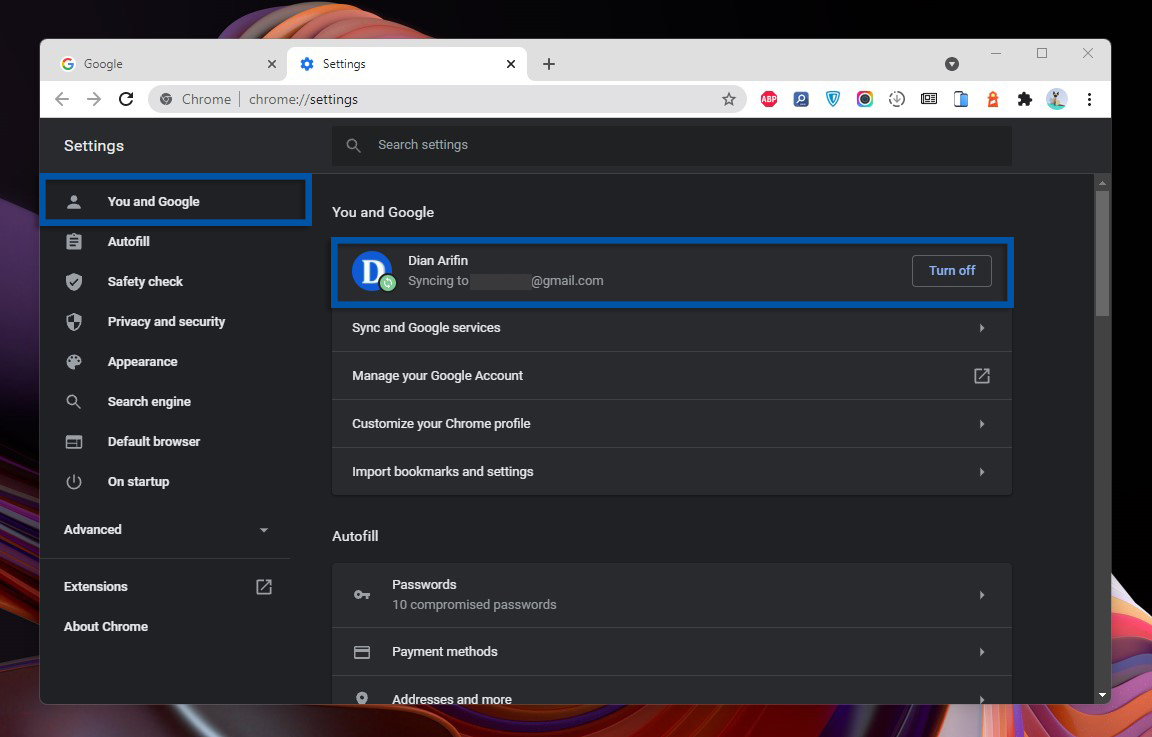 2 Pilih You and Google