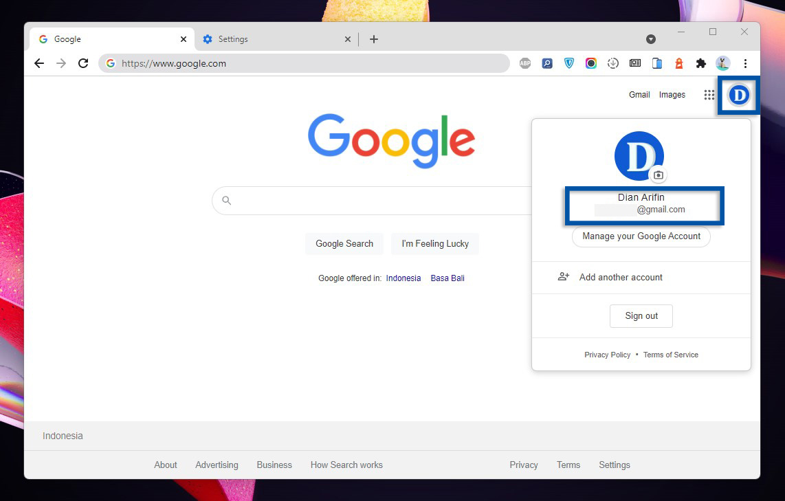 2 Pilih ikon profil Google Anda