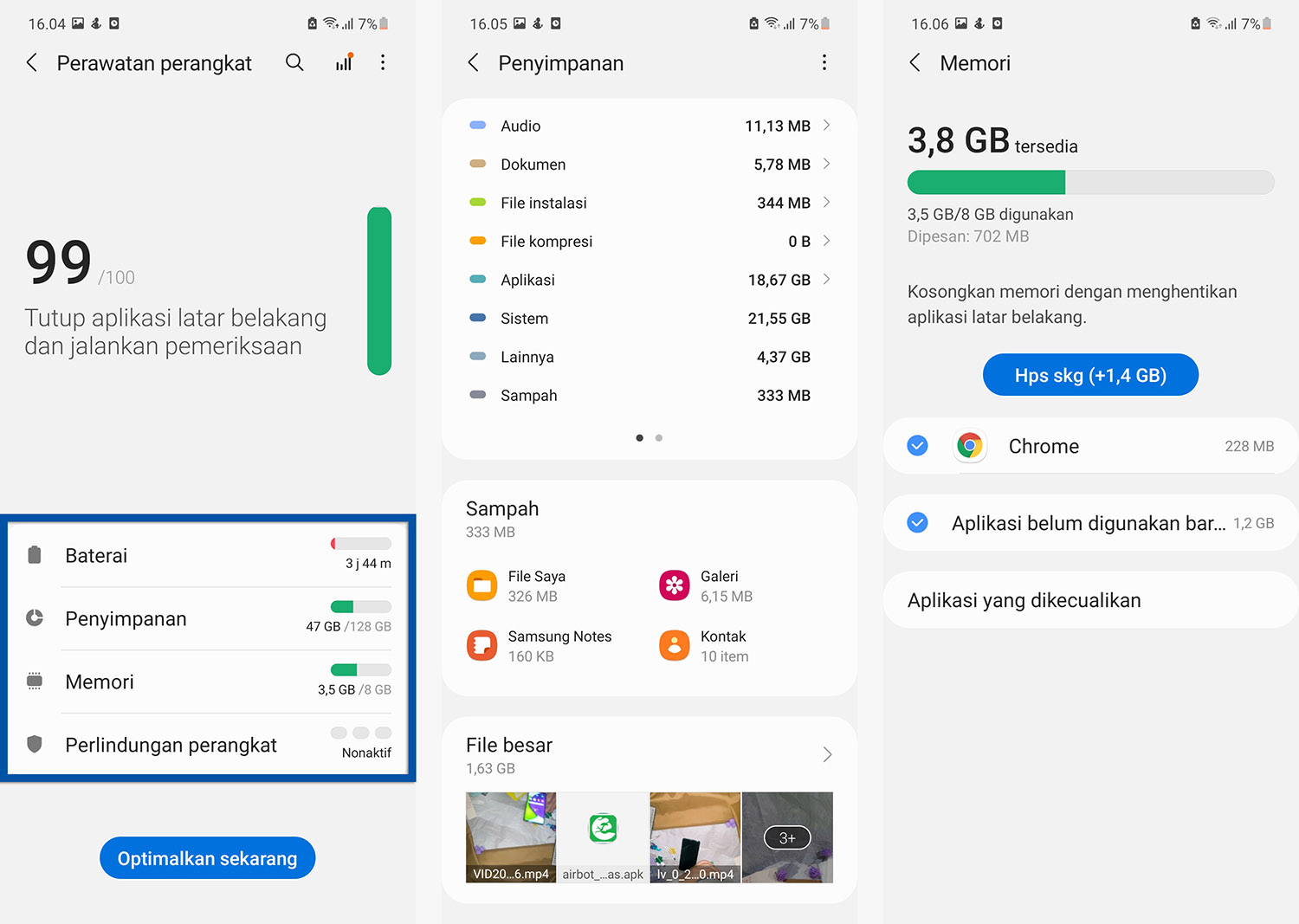 Bersihkan sampah Samsung