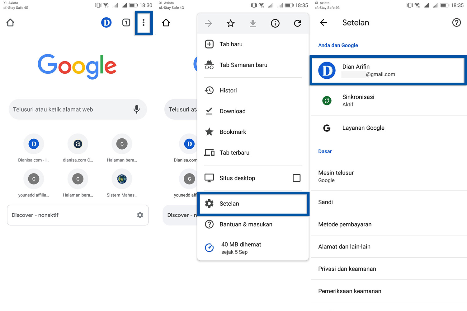 Melihat alamat email browser