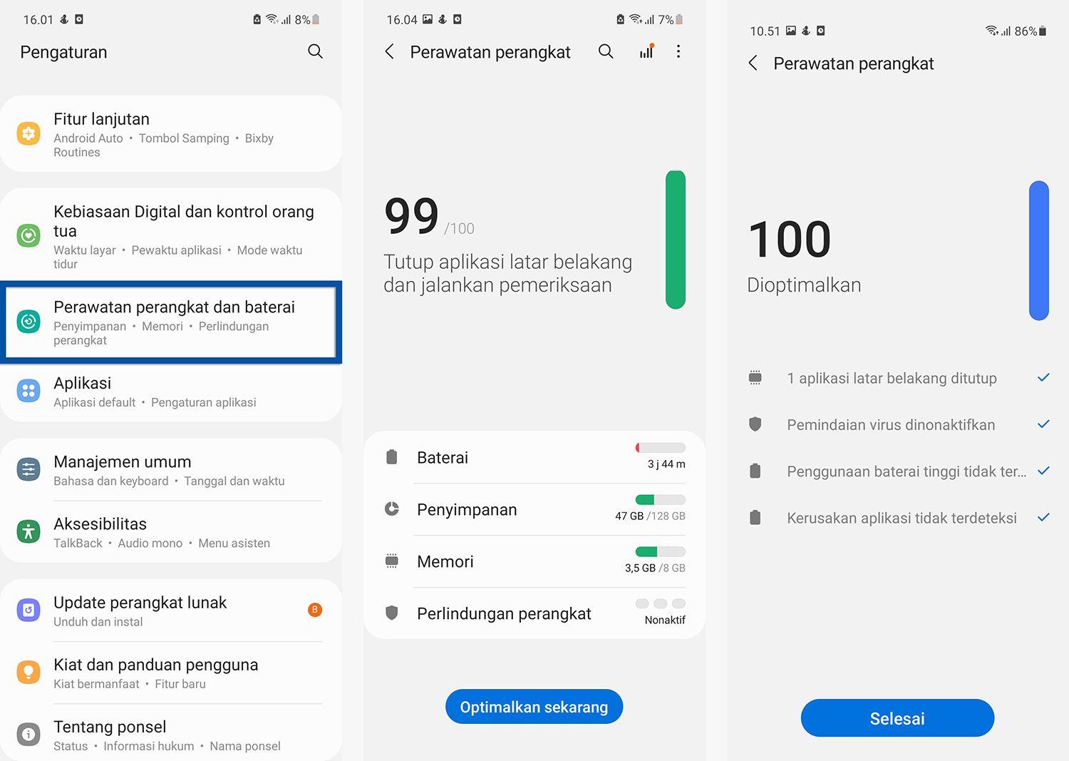 Optimalkan perangkat Samsung