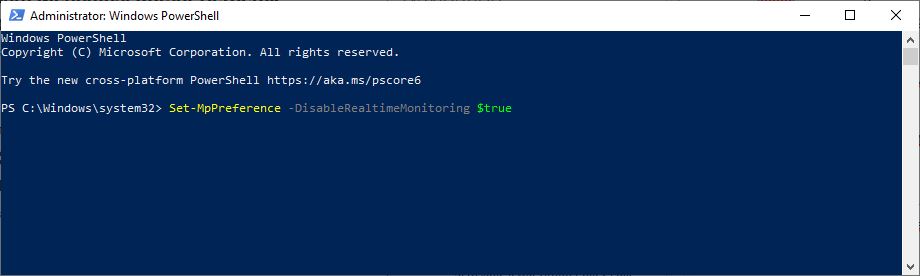 Disable Windows Defender PowerShell