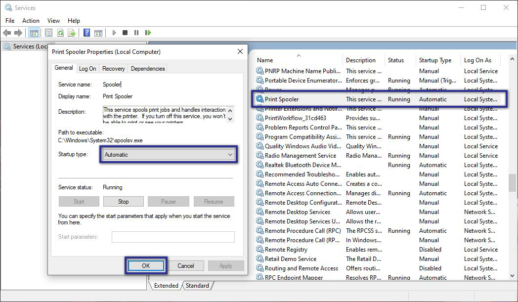 Mengaktifkan Services Printer