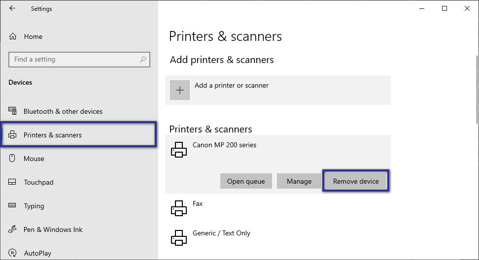 Remove Devices Printer