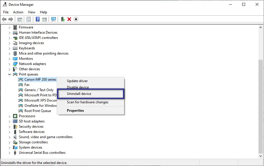 Uninstall Driver Printer