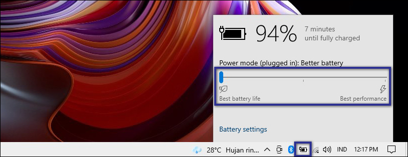 Atur mode Battery