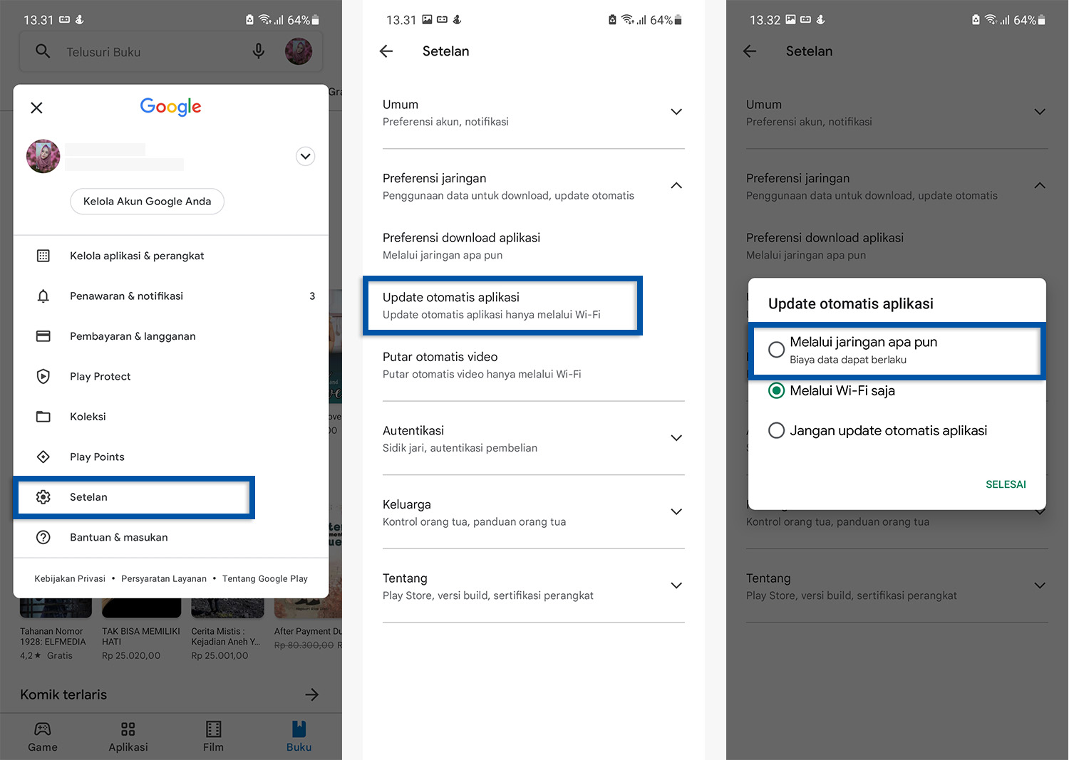 Atur pembaruan otomatis Google Play Store