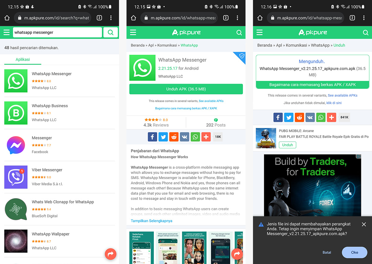 Unduh APK WhatsApp dari Situs Pihak Ketiga