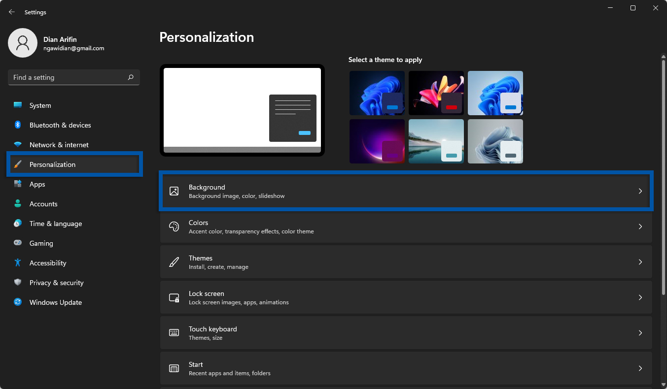 2 Buka Personalization background Windows 11
