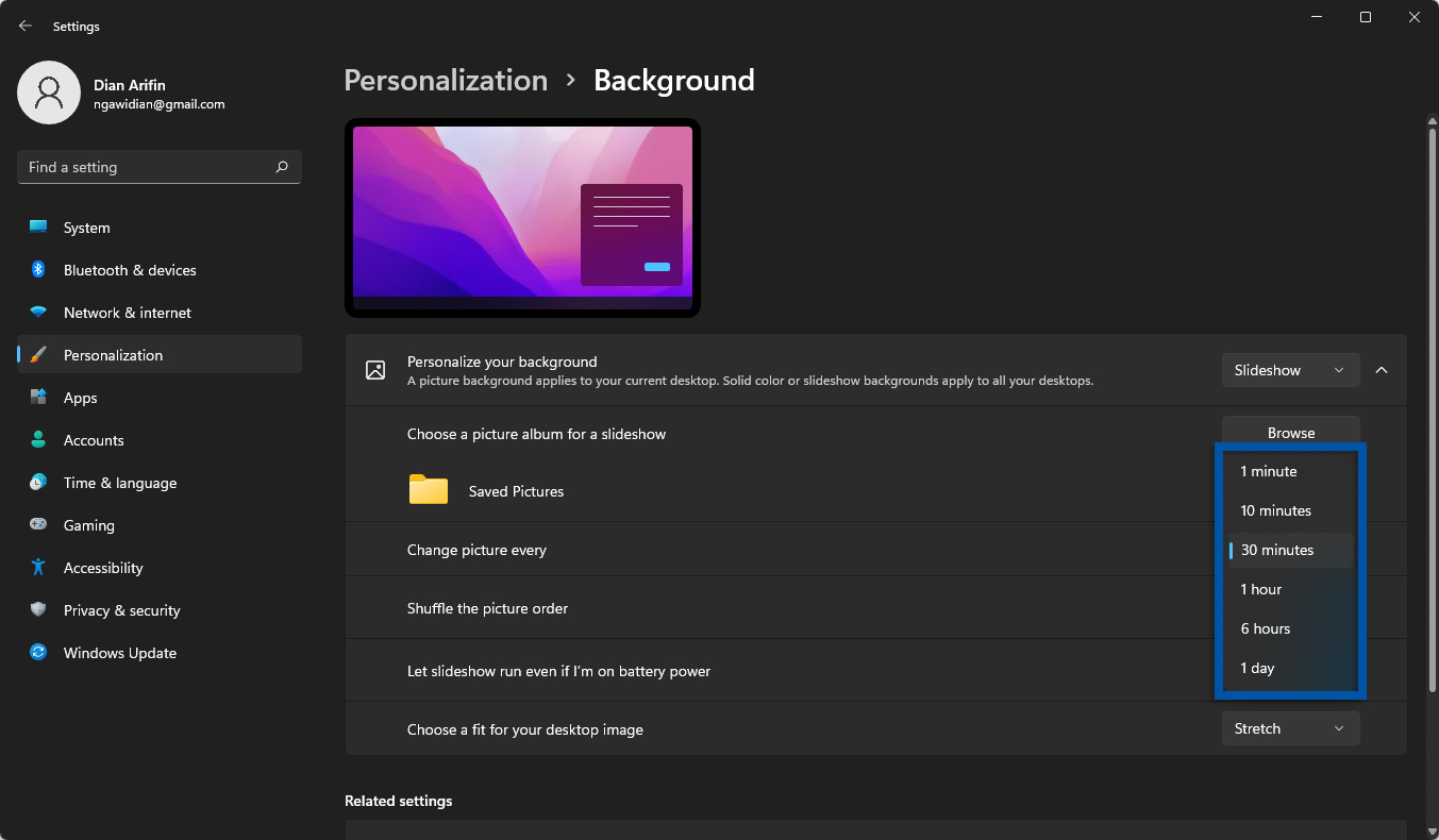 3 Atur frekuensi waktu slideshow